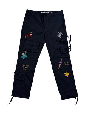 Billionaire Boys Club Stellar Black Cargo Pants Embroidered Graphic Size 38